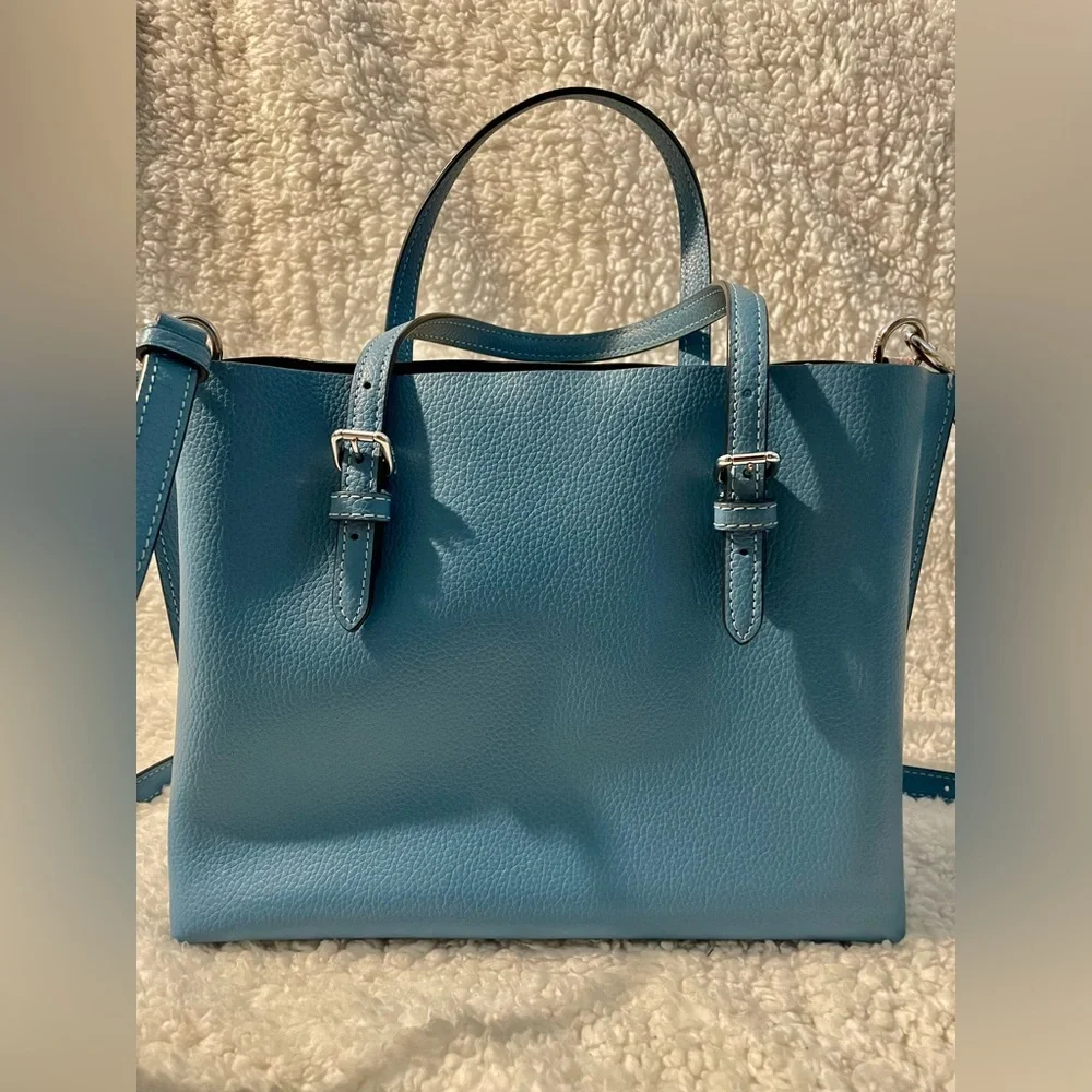 Coach Blue Pebbled Leather Tote Bag - Picture 6 of 17